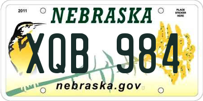 NE license plate XQB984