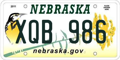 NE license plate XQB986