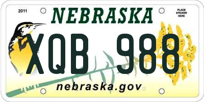 NE license plate XQB988