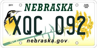 NE license plate XQC092