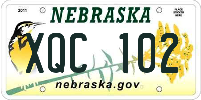 NE license plate XQC102