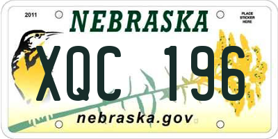 NE license plate XQC196