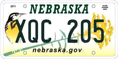 NE license plate XQC205