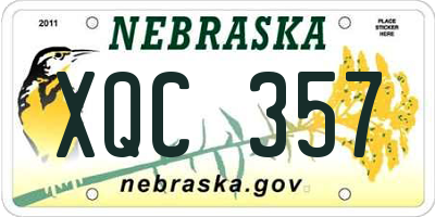 NE license plate XQC357