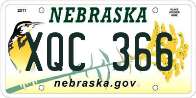 NE license plate XQC366