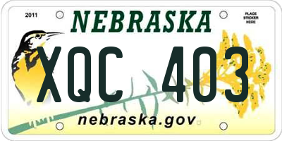 NE license plate XQC403