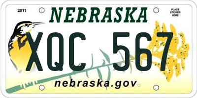 NE license plate XQC567
