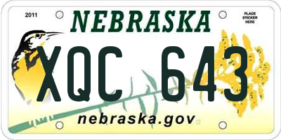 NE license plate XQC643