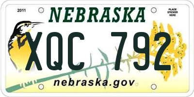 NE license plate XQC792