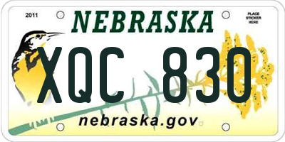NE license plate XQC830
