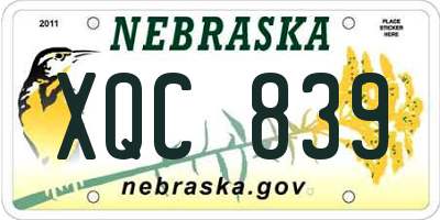 NE license plate XQC839