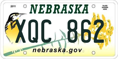 NE license plate XQC862