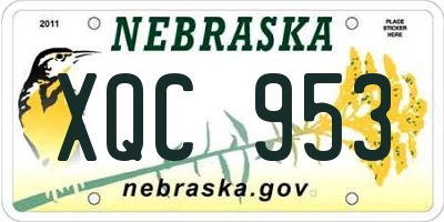 NE license plate XQC953
