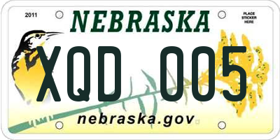 NE license plate XQD005