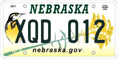 NE license plate XQD012