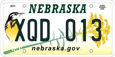 NE license plate XQD013