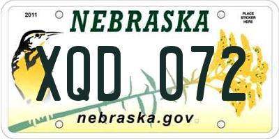 NE license plate XQD072