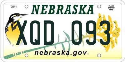 NE license plate XQD093