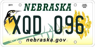 NE license plate XQD096