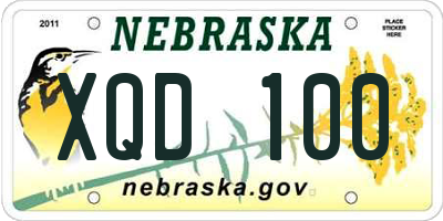 NE license plate XQD100