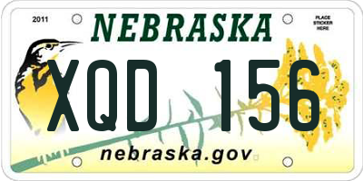 NE license plate XQD156