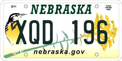NE license plate XQD196