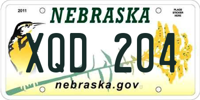 NE license plate XQD204