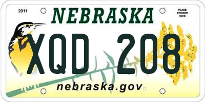 NE license plate XQD208