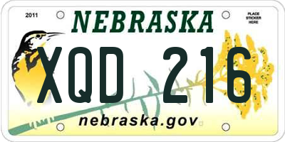 NE license plate XQD216
