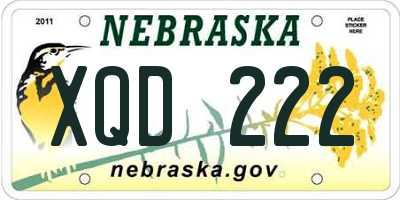 NE license plate XQD222