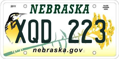 NE license plate XQD223