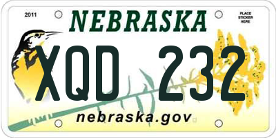 NE license plate XQD232