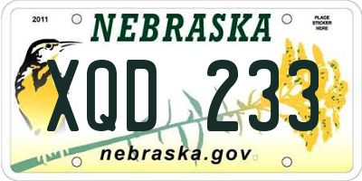 NE license plate XQD233