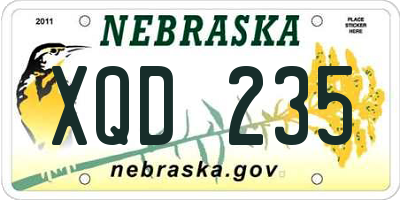 NE license plate XQD235