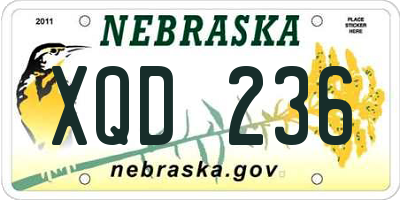 NE license plate XQD236