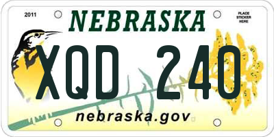 NE license plate XQD240
