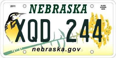 NE license plate XQD244