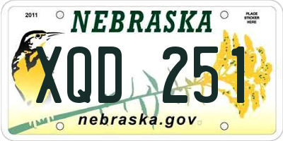 NE license plate XQD251