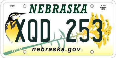 NE license plate XQD253