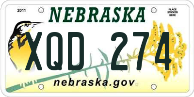 NE license plate XQD274