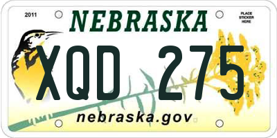 NE license plate XQD275