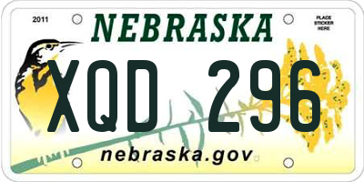NE license plate XQD296