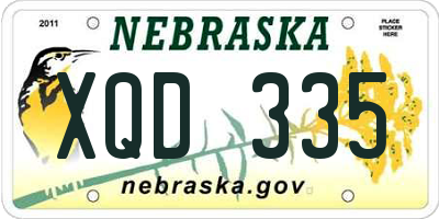 NE license plate XQD335