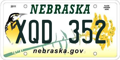 NE license plate XQD352