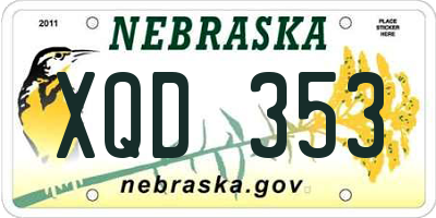 NE license plate XQD353