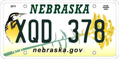 NE license plate XQD378
