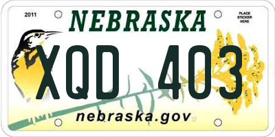 NE license plate XQD403