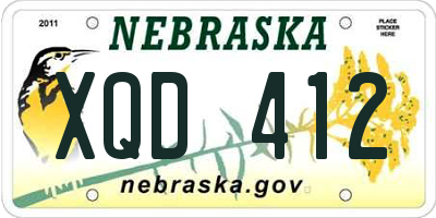 NE license plate XQD412
