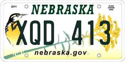 NE license plate XQD413