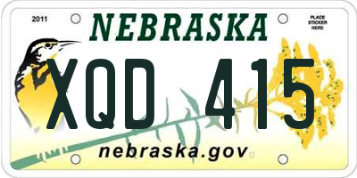 NE license plate XQD415